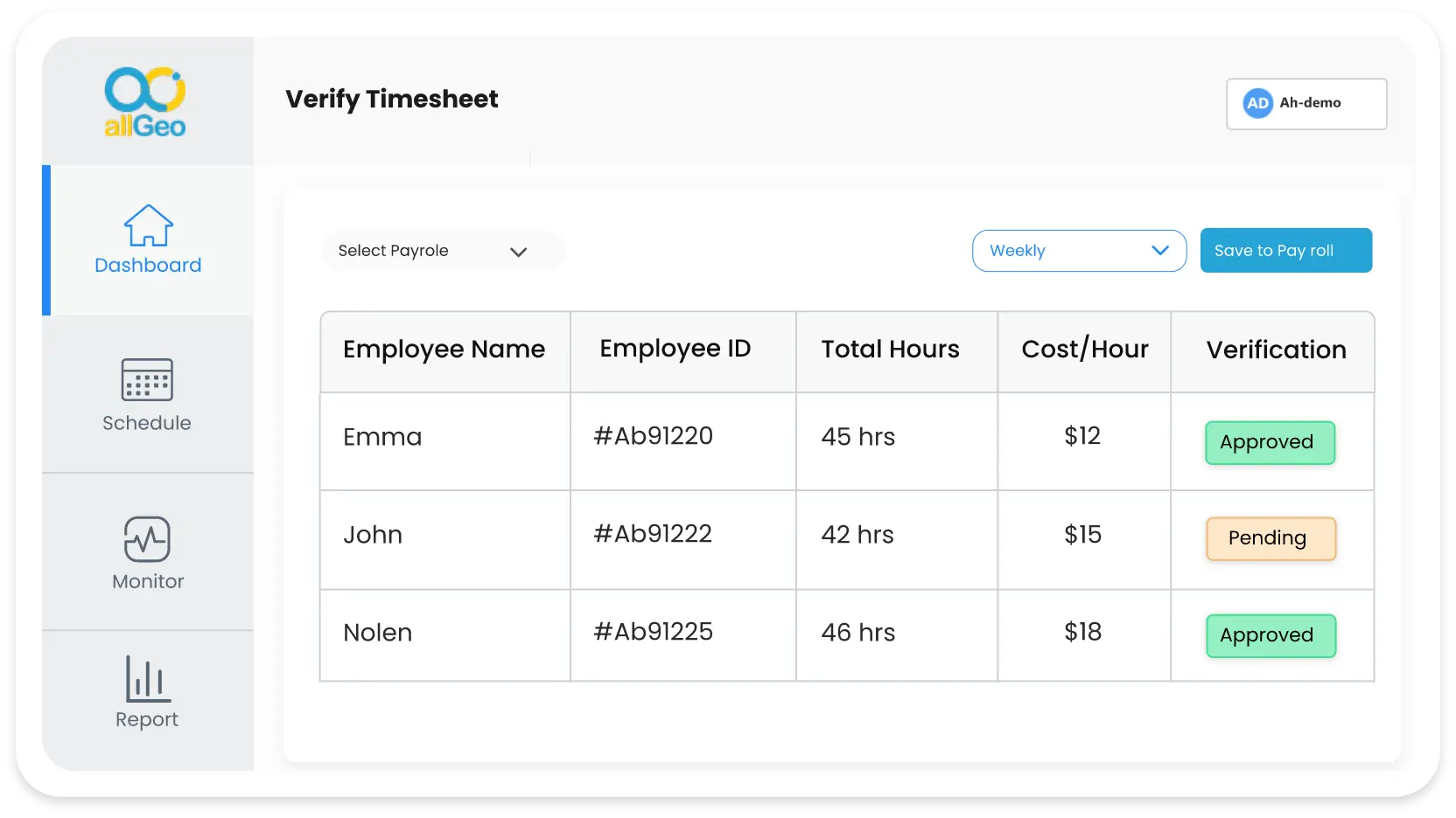 Employee time tracking