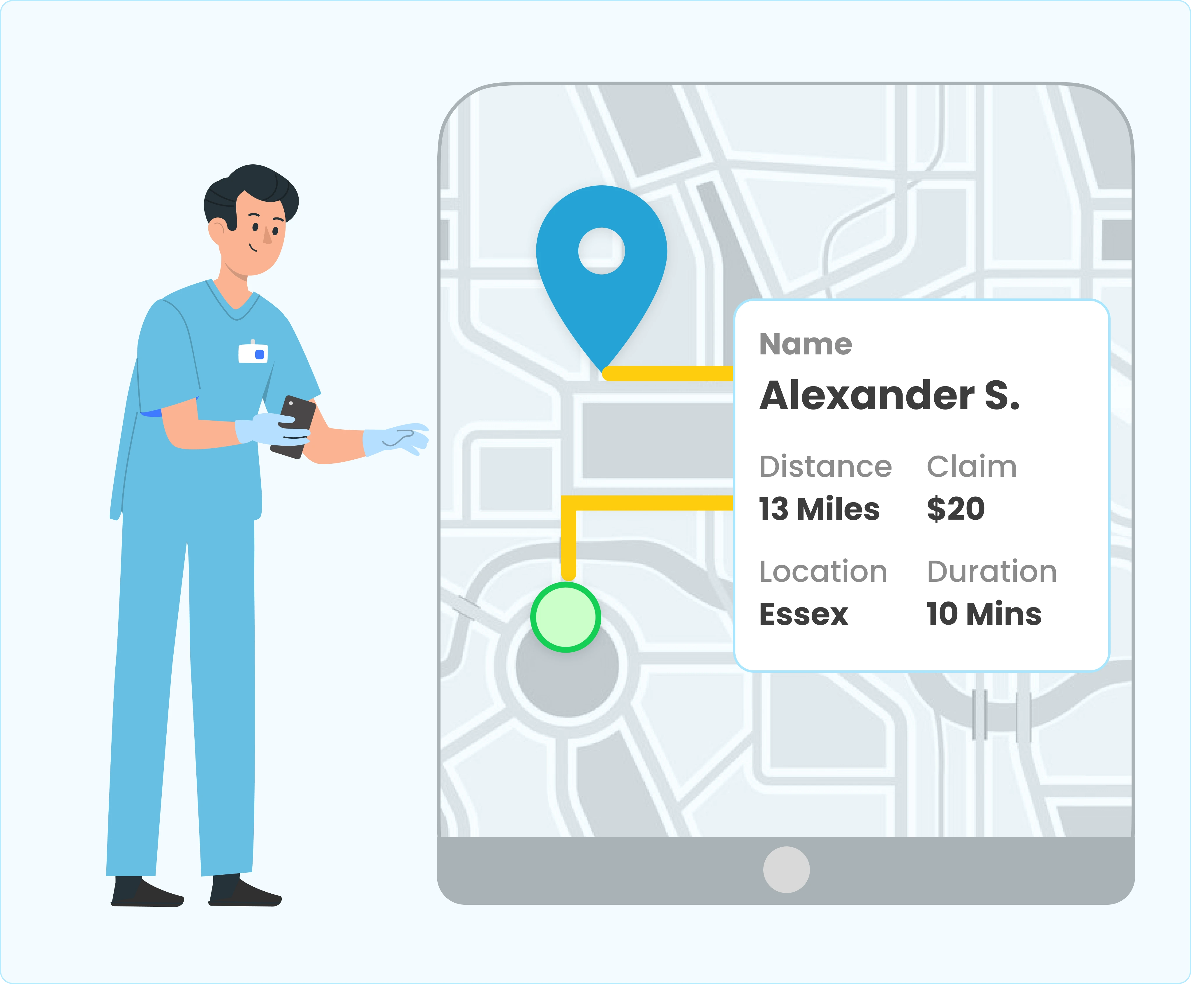 Mileage and route planning for caregiver